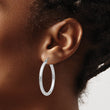 10k White Gold Polished 3mm Lightweight Tube Hoop Earrings
