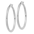 10k White Gold Polished 3mm Lightweight Tube Hoop Earrings