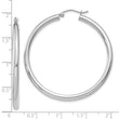 10k White Gold Polished 3mm Lightweight Tube Hoop Earrings