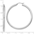 10k White Gold Polished 3mm Lightweight Tube Hoop Earrings