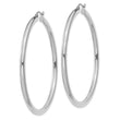 10k White Gold Polished 3mm Lightweight Tube Hoop Earrings