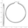 10k White Gold Polished 3mm Lightweight Tube Hoop Earrings