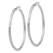 10k White Gold Polished 3mm Lightweight Tube Hoop Earrings