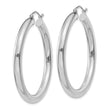 10k White Gold Polished 4mm Lightweight Tube Hoop Earrings