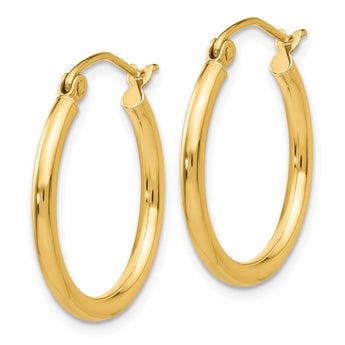10K Polished 2mm Lightweight Tube Hoop Earrings