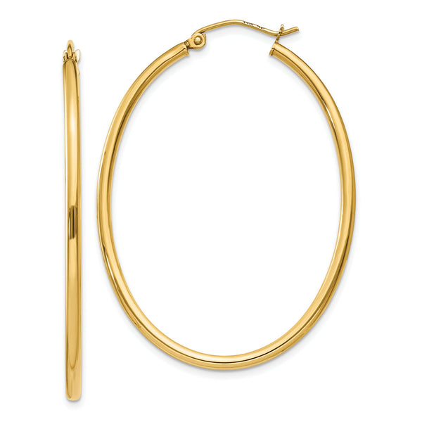 10k Oval Polished Hoop Earring