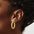 10k Polished and Textured Diamond-cut Inside Fancy Hoop Earrings