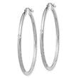 10k White Gold Satin and Diamond-cut 2mm Round Hoop Earrings