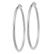10k White Gold Satin and Diamond-cut 2mm Round Hoop Earrings