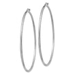 10k White Gold Satin and Diamond-cut 2mm Round Hoop Earrings