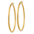 10k Satin and Diamond-cut 2mm Round Tube Hoop Earrings
