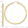 10k Satin and Diamond-cut 2mm Round Tube Hoop Earrings