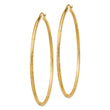 10k Satin and Diamond-cut 2mm Round Tube Hoop Earrings
