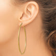 10k Satin and Diamond-cut 2mm Round Tube Hoop Earrings