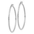 10k White Gold Diamond-cut 2mm Round Tube Hoop Earrings