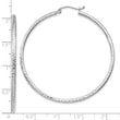 10k White Gold Diamond-cut 2mm Round Tube Hoop Earrings