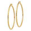 10k Diamond-cut 2mm Round Tube Hoop Earrings