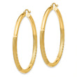 10k Satin & Diamond-cut 3mm Round Hoop Earrings
