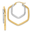 10k Two-tone Polished Hoop Earrings