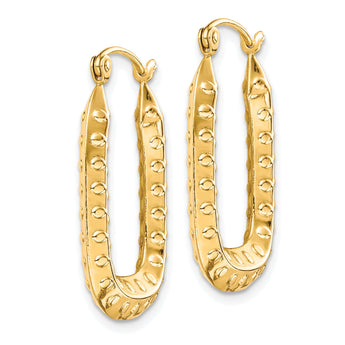 10k Polished Textured Rectangle Hoop Earrings