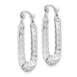 10k White Gold Polished Textured Rectangle Hoop Earrings