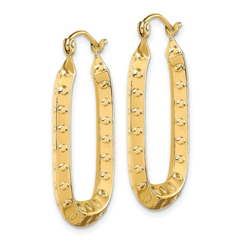 10k Polished Textured Rectangle Hoop Earrings