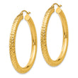 10k Diamond-cut 4mm Round Hoop Earrings