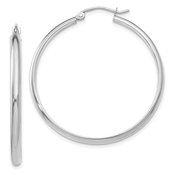 10k White Gold Polished Hoop Earring