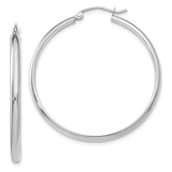 10k White Gold Polished Hoop Earring