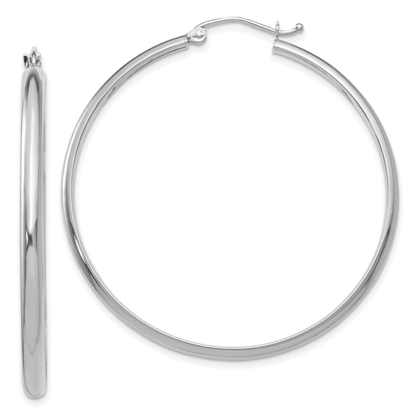 10k White Gold Polished Hoop Earring