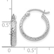 10k White Gold Diamond-cut 2.8x15mm Hollow Hoop Earrings