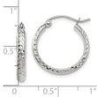10k White Gold Diamond-cut 2.8x18mm Hollow Hoop Earrings