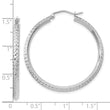 10k White Gold Knife Edge Diamond-cut 2.5x25mm Hoop Earrings