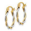 10k Two-tone Polished 1.8mm Twisted Hoop Earrings