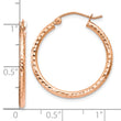 10K Rose Gold Diamond-cut Polished Hoop Earrings