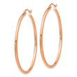 10k Rose Gold Polished 2mm Lightweight Tube Hoop Earrings