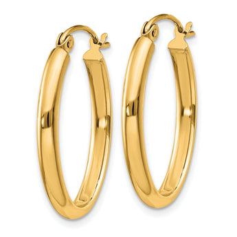 10k Polished 2.75mm Oval Tube Hoop Earrings