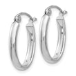 10k White Gold Polished 2.75mm Oval Tube Hoop Earrings