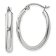 10k White Gold Polished 3.75mm Oval Tube Hoop Earrings