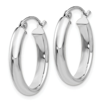 10k White Gold Polished 3.75mm Oval Tube Hoop Earrings