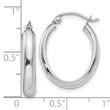 10k White Gold Polished 3.75mm Oval Tube Hoop Earrings