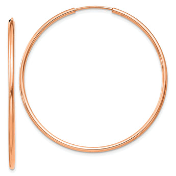 10k Rose Gold 1.5mm Polished Endless Hoop Earrings