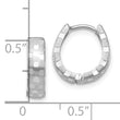 10k White Gold Diamond Cut 4mm Patterned Hinged Hoop Earrings