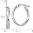 10k White Gold Polished Oval Twist Hoop Earrings