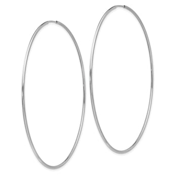 10k White Gold Polished Endless Tube Hoop Earrings
