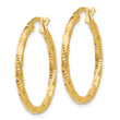 10k Polished and Textured Hoop Earrings