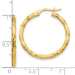 10k Polished and Textured Hoop Earrings