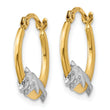 10K & Rhodium Dolphin Hoop Earrings