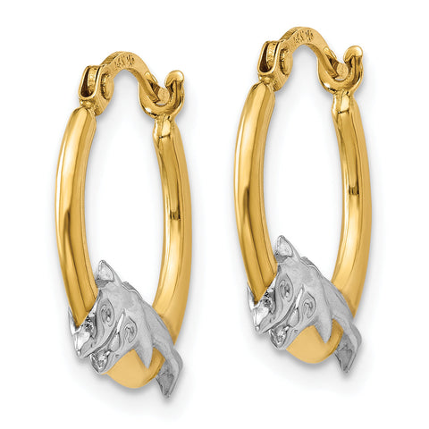 10K & Rhodium Dolphin Hoop Earrings