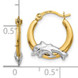10K & Rhodium Dolphin Hoop Earrings